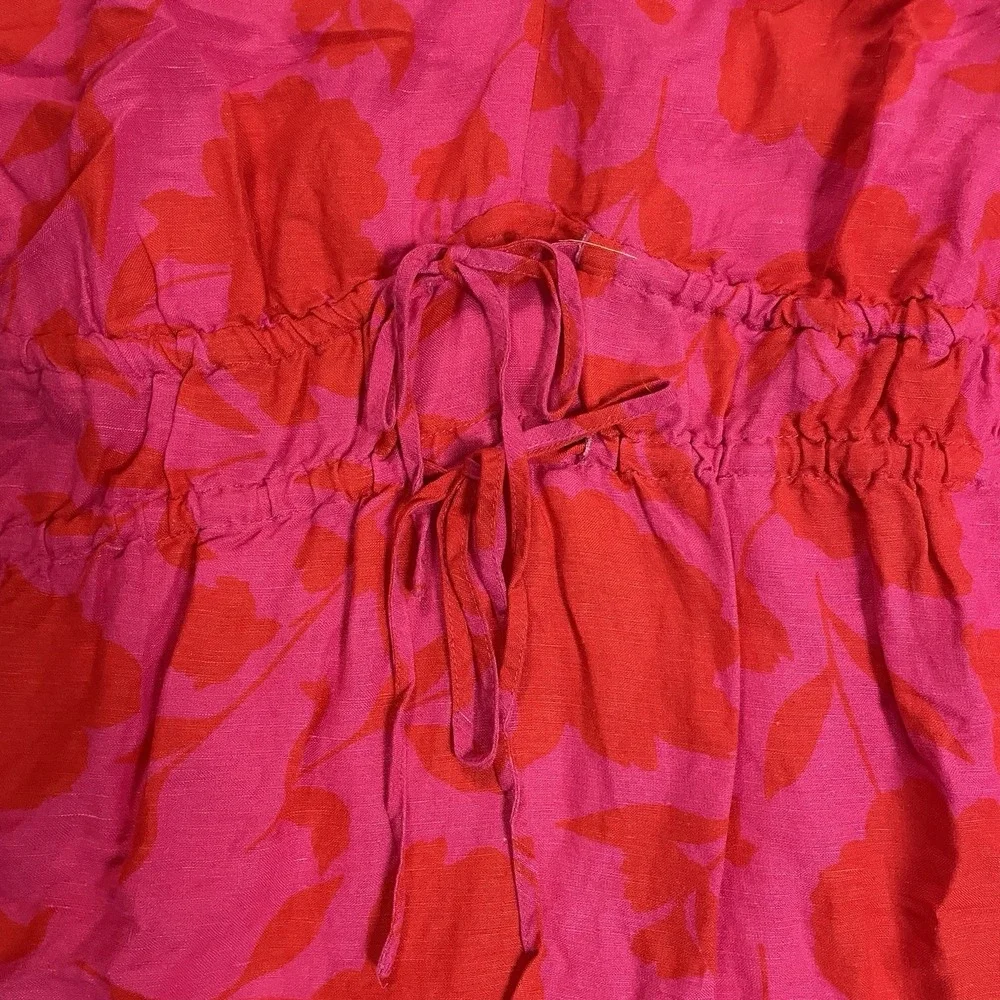 KATE SPADE x TARGET Sz 3X Classic Rose Linen Blend Tiered Long Sleeve Maxi Dress